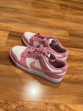 Nike Pink and White Low-Top Dunks